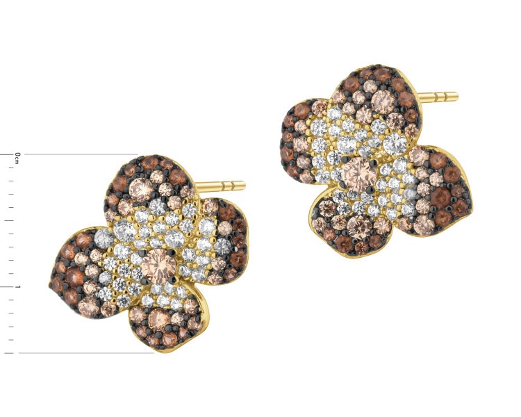 Kolczyki srebrne  z cyrkoniami - kwiaty