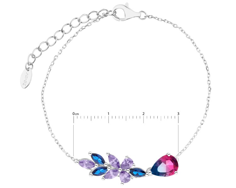 Stříbrný náramek se zirkony a broušeným sklem