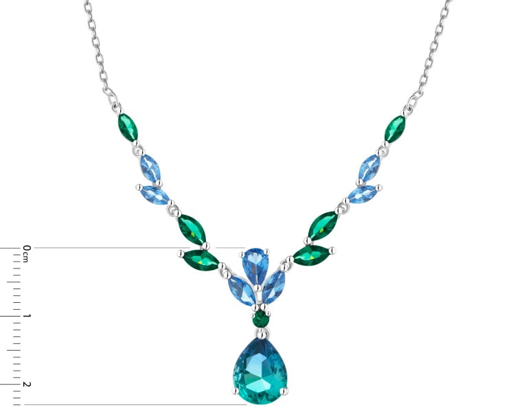 Stříbrný náhrdelník se zirkony a broušeným sklem