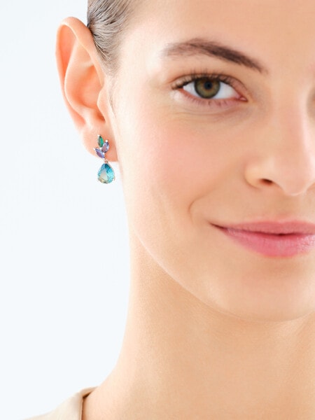 Stříbrné náušnice se zirkony a broušeným sklem