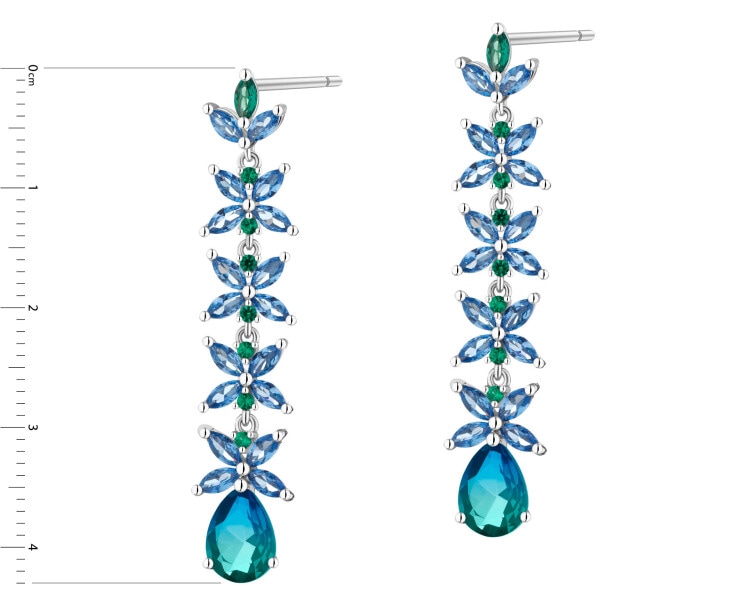 Stříbrné náušnice se zirkony a broušeným sklem