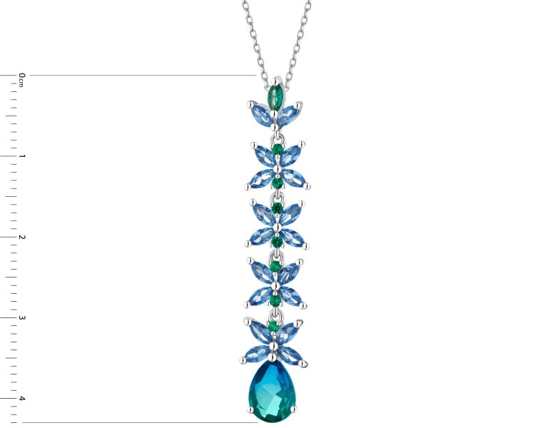 Stříbrný přívěsek se zirkony a broušným sklem