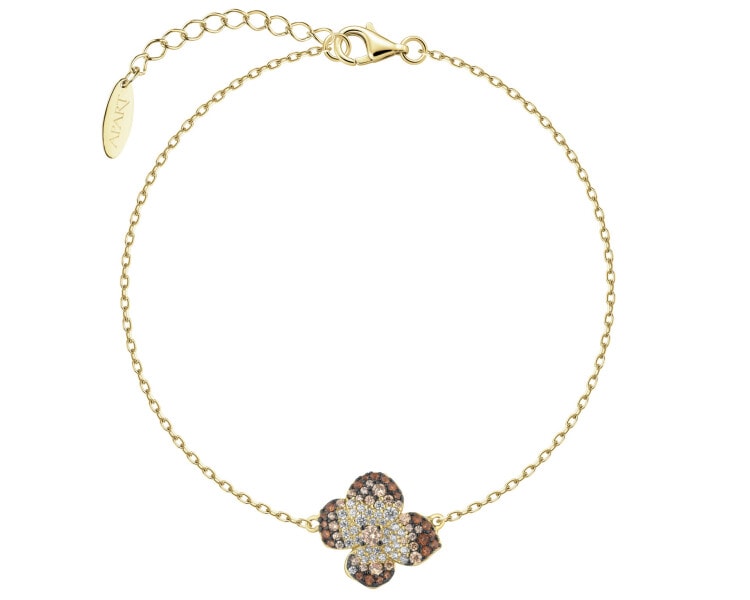 Bransoletka srebrna z cyrkoniami - kwiat