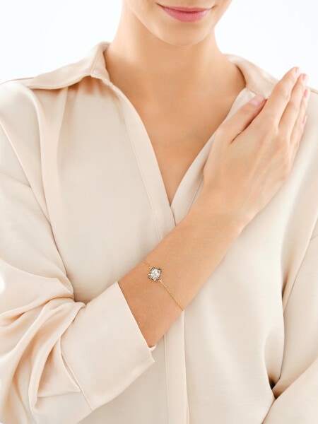 Bransoletka srebrna z cyrkoniami - kwiat