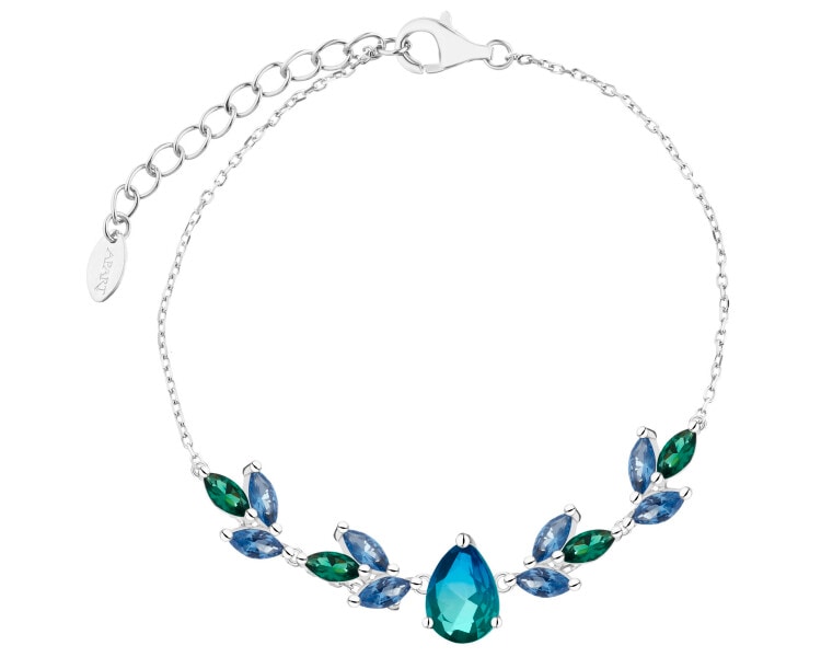 Náramek se zirkony a broušeným sklem