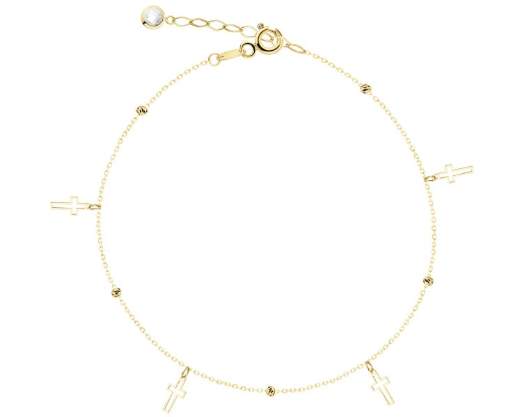 Złota bransoletka z cyrkonią - krzyże