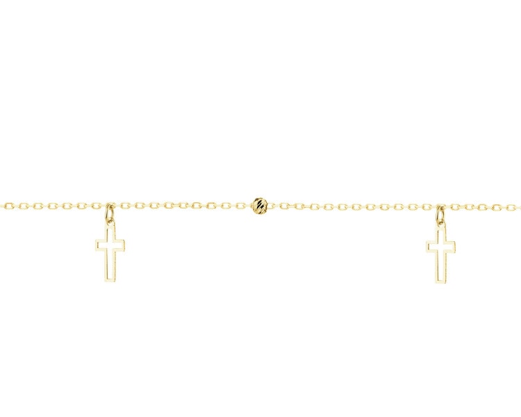 Złota bransoletka z cyrkonią - krzyże