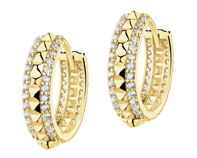 Złote kolczyki z cyrkoniami - koła