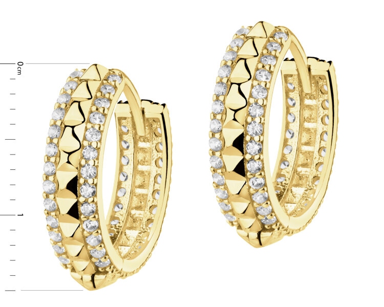 Złote kolczyki z cyrkoniami - koła