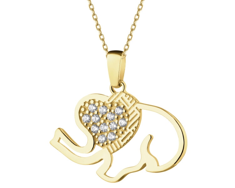 Złota zawieszka z cyrkoniami - słoń