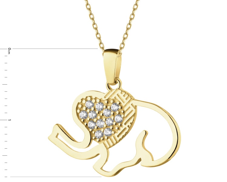 Złota zawieszka z cyrkoniami - słoń