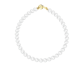 Bransoletka z elementami z żółtego złota - perły