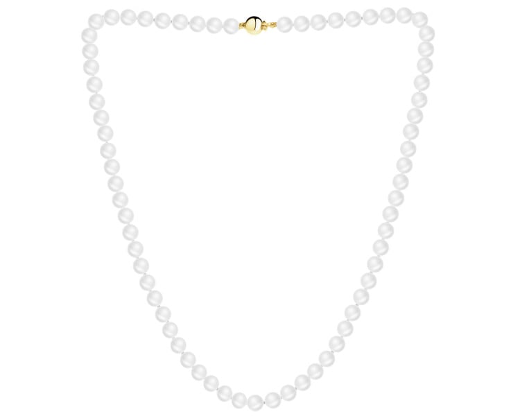 Naszyjnik z elementami z żółtego złota - perły