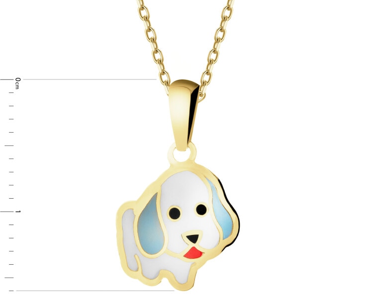 Zlatý přívěsek se smaltem - pes