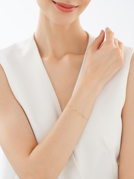 Zlatý náramek se zirkonem - srdce, kroužky