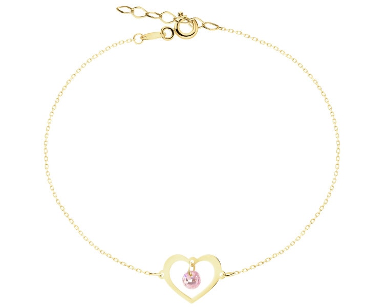 Zlatý náramek se zirkonem - srdce