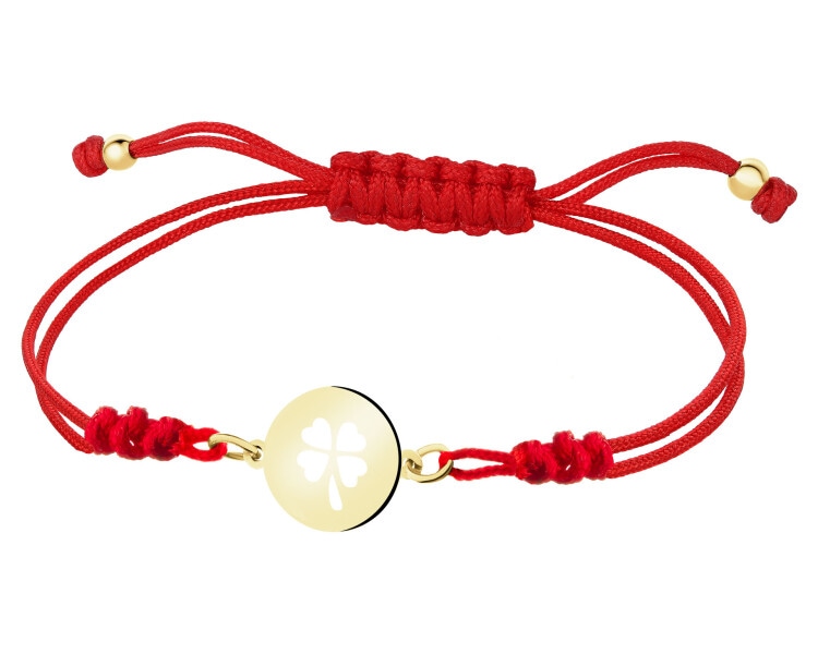 Bransoletka z elementami z żółtego złota - koniczyna