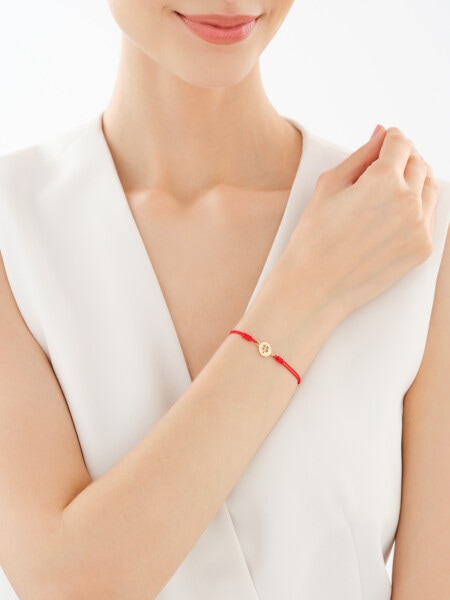 Bransoletka z elementami z żółtego złota - koniczyna