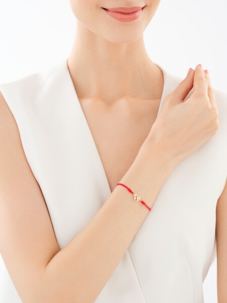 Náramek s prvky ze žlutého zlata – srdce, mapa světa