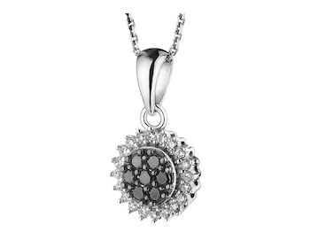 White gold pendant with diamonds - fineness 14 K
