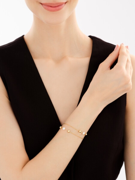 Złota bransoletka z perłami - kulki