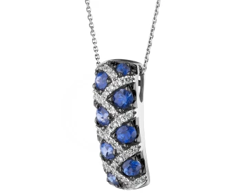 White gold pendant with brilliants and sapphires - fineness 14 K