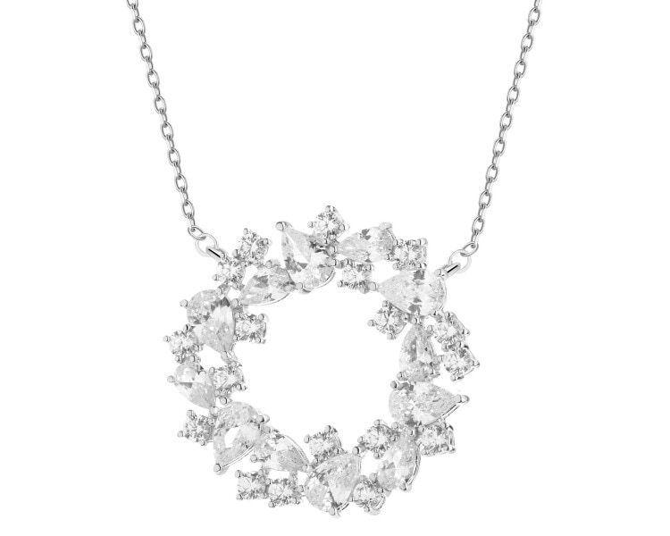 Naszyjnik srebrny z cyrkoniami - koło