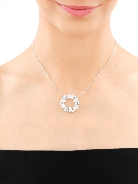 Naszyjnik srebrny z cyrkoniami - koło