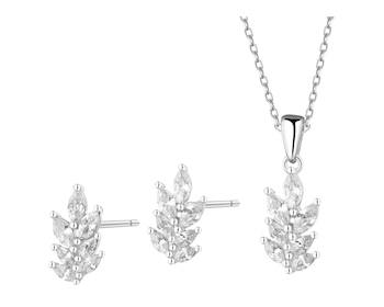 Stříbrné náušnice a přívěsek se zirkony - souprava