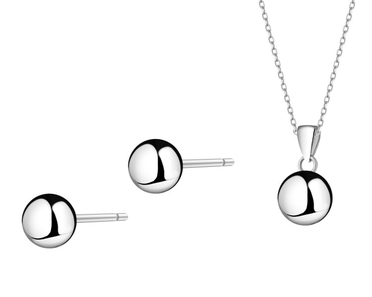 Stříbrné náušnice a přívěsek - souprava - kuličky