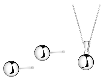 Srebrne kolczyki i zawieszka - komplet - kulki