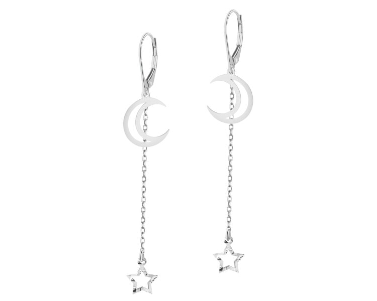 Kolczyki srebrne - Księżyce, gwiazdy