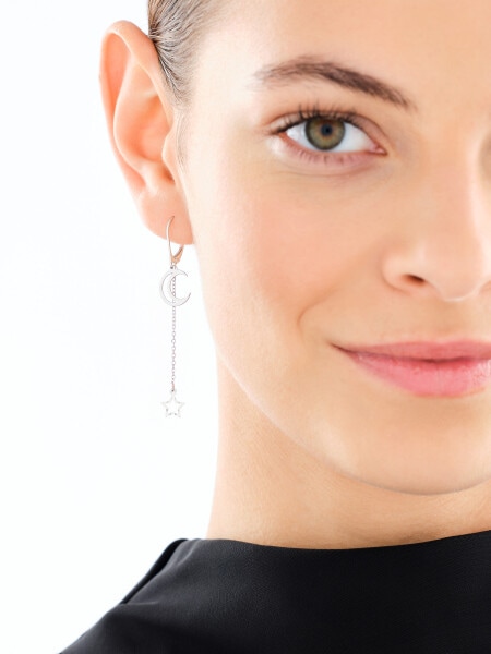 Kolczyki srebrne - Księżyce, gwiazdy