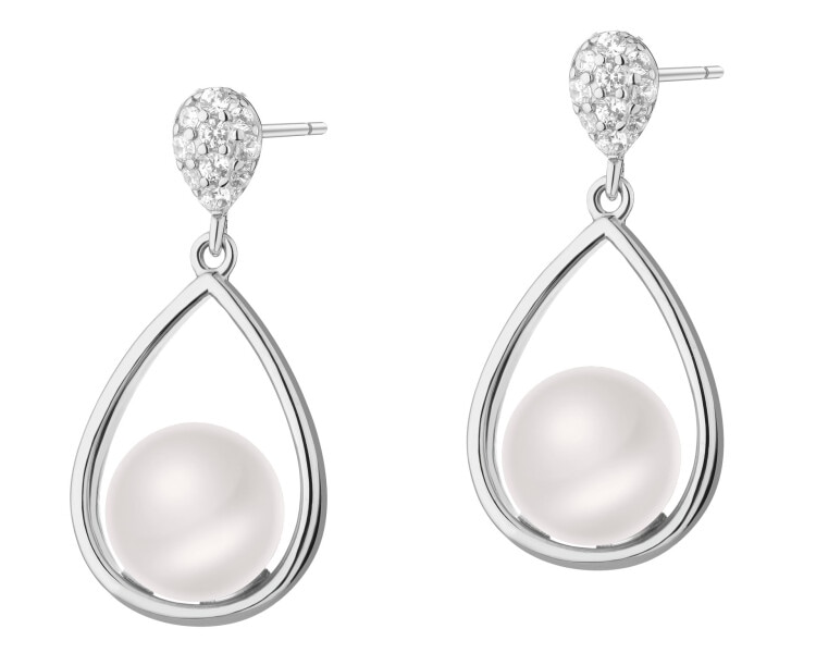 Stříbrné náušnice s perlami a zirkony