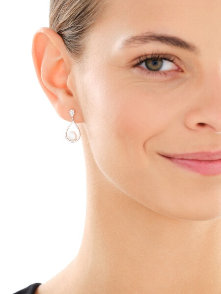 Stříbrné náušnice s perlami a zirkony