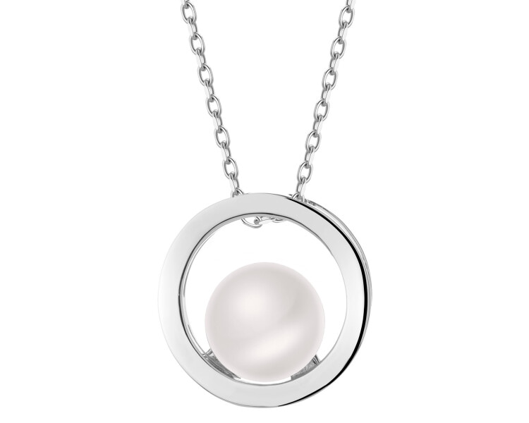 Naszyjnik srebrny z perłą - koło