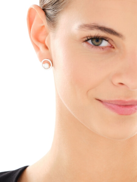 Kolczyki srebrne z perłami - koła