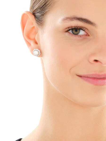 Kolczyki srebrne z perłami i cyrkoniami