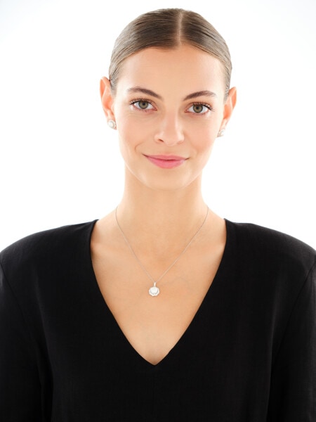 Zawieszka srebrna z perłą i cyrkoniami