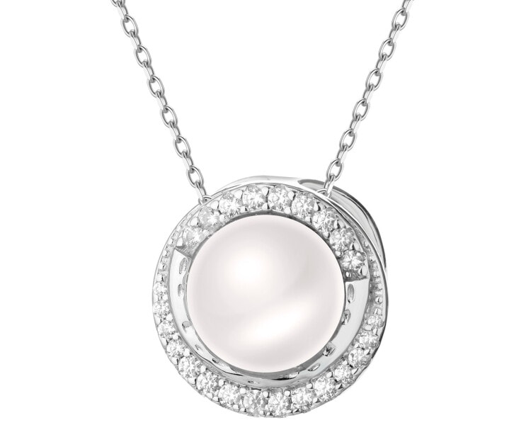 Zawieszka srebrna z perłą i cyrkoniami