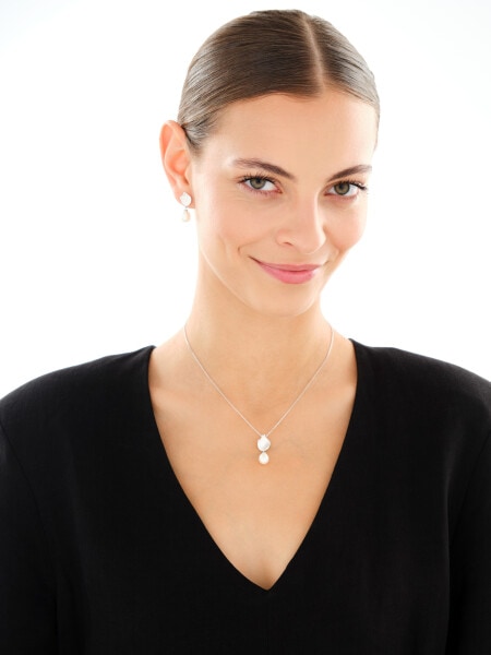 Kolczyki srebrne z perłami i cyrkoniami