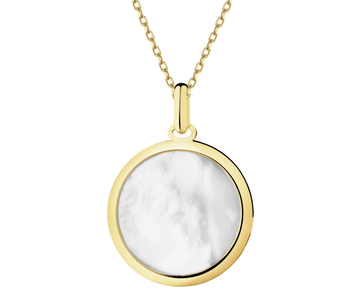 Złota zawieszka z emalią i masą perłową - stópki, chłopiec