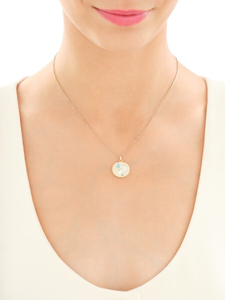 Złota zawieszka z emalią i masą perłową - stópki, chłopiec