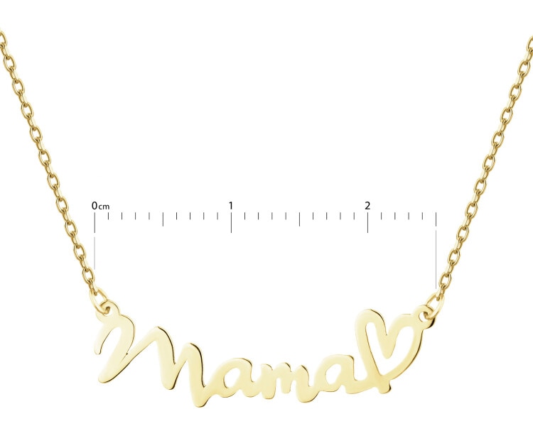 Zlatý náhrdelník se zirkony - máma, srdce