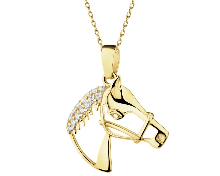 Zlatý přívěsek se zirkony - kůň
