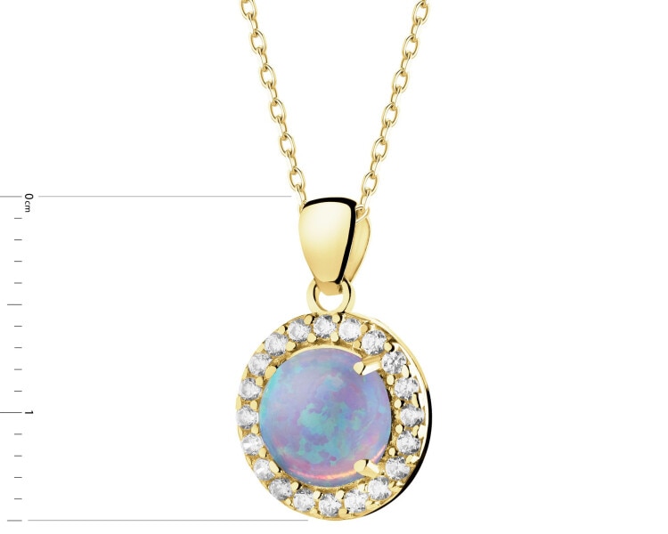 Zlatý přívěsek s opalitem a zirkony