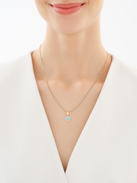 Zlatý přívěsek s opalitem a zirkony