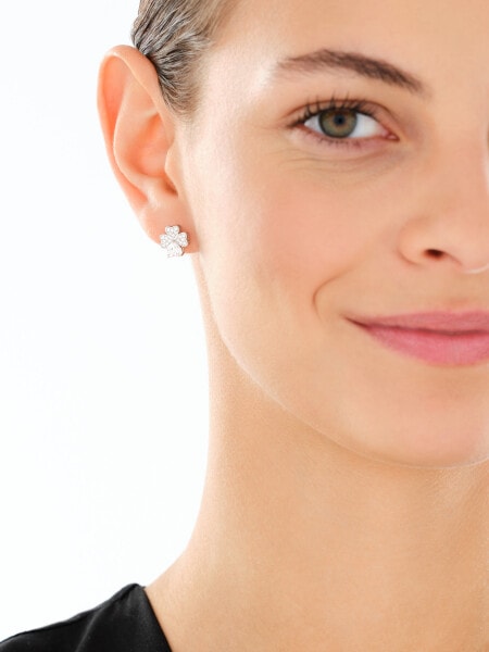 Srebrne kolczyki i zawieszka z cyrkoniami - komplet - koniczyny