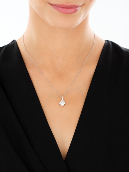 Srebrne kolczyki i zawieszka z cyrkoniami - komplet - koniczyny