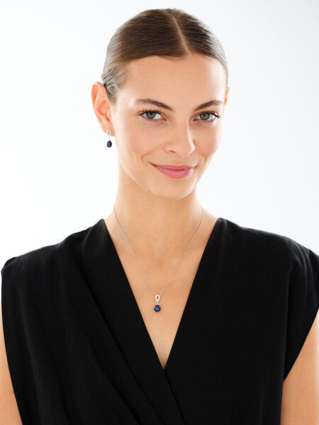 Srebrne kolczyki i zawieszka z perłami i cyrkoniami - komplet